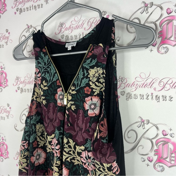 Kismet tank top zipper detail zip up blouse flowers Multicolor Floral Mini Dress - Picture 2 of 6